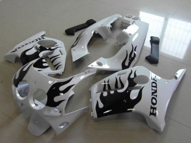 Wholesale 1988-1989 Honda CBR250RR MC19 Motorcycle Fairings - White Glossy Black Flame