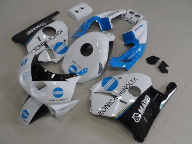 Wholesale 1990-1998 Honda CBR250RR MC22 Motorcycle Fairings - White Blue Glossy Black Konica Minolta