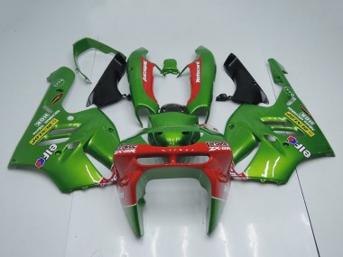 Wholesale 1994-1997 Kawasaki ZX9R Motorcycle Fairings - Green Red Elf Dunlop
