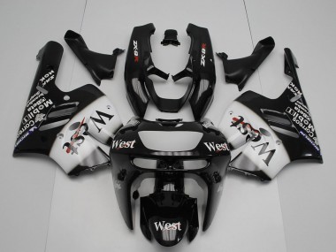 Wholesale 1994-1997 Kawasaki ZX9R Motorcycle Fairings - Glossy Black White West
