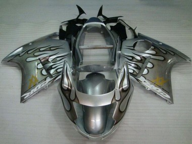 Wholesale 1996-2007 Honda CBR1100XX Blackbird Motorcycle Fairing - Silver Black Flame