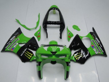 Wholesale 1998-1999 Kawasaki ZX6R Motorcycle Fairings - Green Glossy Black Yellow Elf Bridgestone Monster
