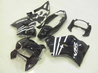 Wholesale 1998-2001 Honda VFR 800 Motorcycle Fairings - Glossy Black White Stripe