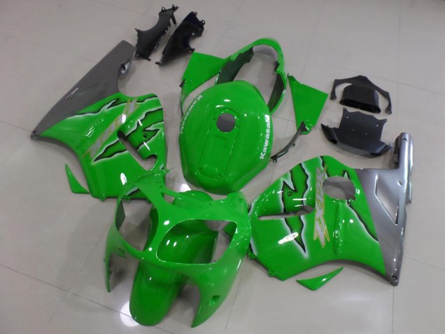 2000-2001 Kawasaki ZX12R Motorcycle Fairings - Green Silver
