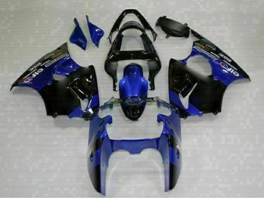 Wholesale 2000-2002 Kawasaki ZX6R Motorcycle Fairings - Blue Glossy Black Elf Bridgestone