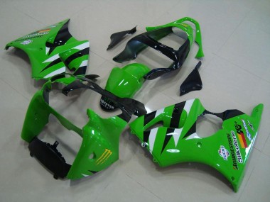 Wholesale 2000-2002 Kawasaki ZX6R Motorcycle Fairings - Green White Glossy Black