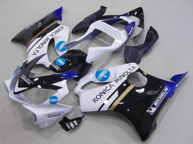 Wholesale 2001-2003 Honda CBR600 F4i Motorcycle Fairings - White Blue Glossy Black Konica Minolta