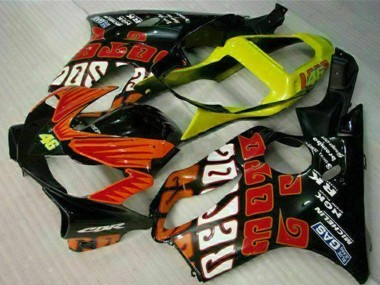 Wholesale 2001-2003 Honda CBR600 F4i Motorcycle Fairings - Yellow Orange Glossy Black Rossi 46