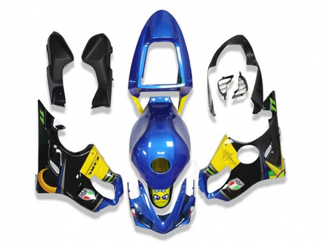 2001-2003 Honda CBR600 F4i Motorcycle Fairings - Blue Yellow Glossy Black Shark