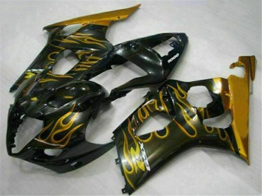 Wholesale 2003-2004 Suzuki GSXR 1000 Motorcycle Fairings - Glossy Black Gold Flame