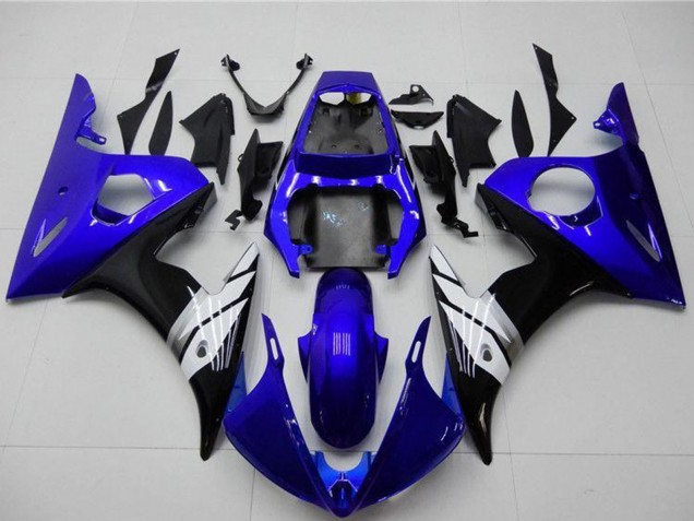 2003-2004 Yamaha YZF R6 Motorcycle Fairings - Blue White Glossy Black