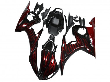 Wholesale 2003-2004 Yamaha YZF R6 Motorcycle Fairing - Glossy Black Red Flame