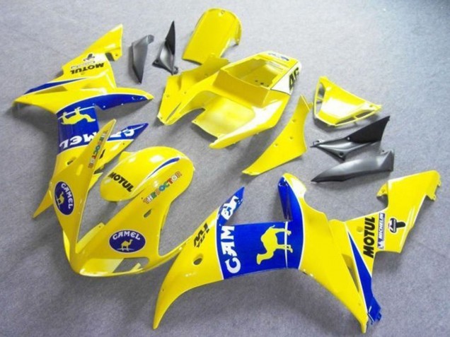 2003-2004 Yamaha YZF R6 Motorcycle Fairings - Yellow Blue Camel Motul