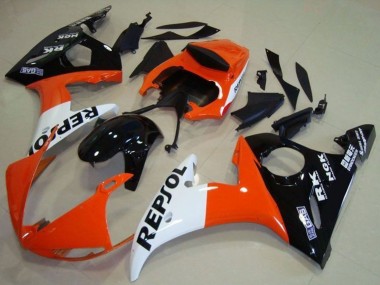 Wholesale 2003-2004 Yamaha YZF R6 Motorcycle Fairing - Orange White Glossy Black Repsol