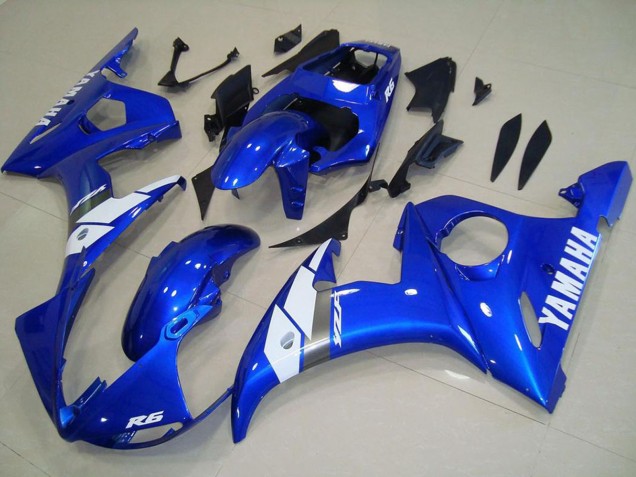 2003-2004 Yamaha YZF R6 Motorcycle Fairings - Blue White OEM Style