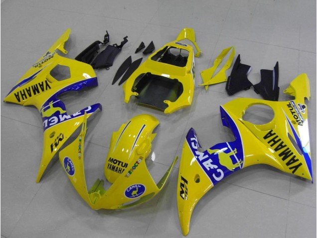 2003-2004 Yamaha YZF R6 Motorcycle Fairings - Yellow Blue Camel