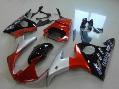Wholesale 2003-2004 Yamaha YZF R6 Motorcycle Fairings - Red Silver Glossy Black