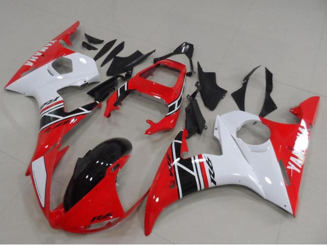 2003-2004 Yamaha YZF R6 Motorcycle Fairing Kits - White Red Glossy Black