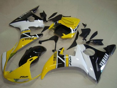 Wholesale 2003-2004 Yamaha YZF R6 Motorcycle Fairings - Yellow White Glossy Black Anniversary