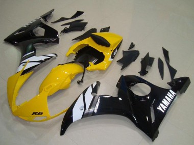 Wholesale 2003-2004 Yamaha YZF R6 Motorcycle Fairings - Yellow White Glossy Black