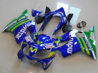 Wholesale 2004-2007 Honda CBR600 F4i Motorcycle Fairings - Blue Green MoviStar Castrol