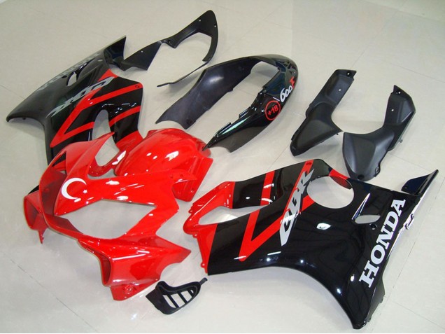 2004-2007 Honda CBR600 F4i Motorcycle Fairing Kits - Red Glossy Black