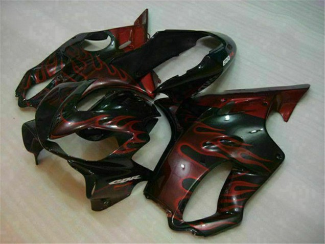 2004-2007 Honda CBR600 F4i Motorcycle Fairings - Glossy Black Red Flame