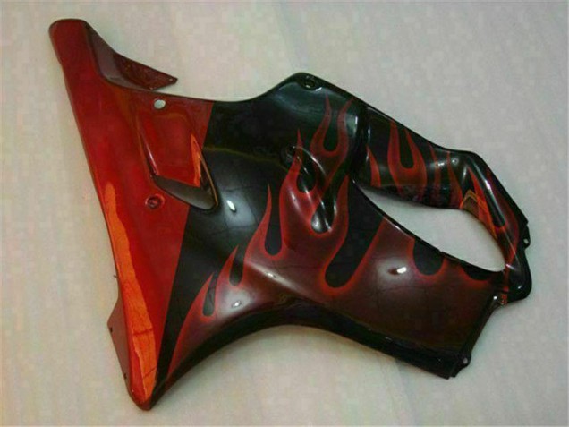 2004-2007 Honda CBR600 F4i Motorcycle Fairings - Glossy Black Red Flame