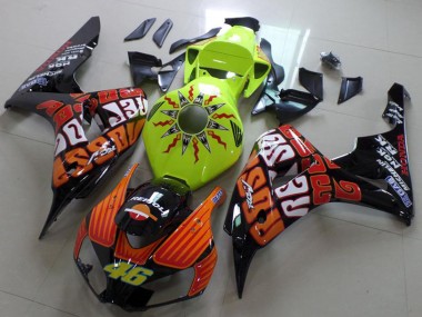 Wholesale 2006-2007 Honda CBR1000RR Motorcycle Fairing - Green Orange Glossy Black Rossi 46