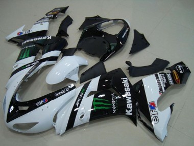 Wholesale 2006-2007 Kawasaki ZX10R Motorcycle Fairings - White Glossy Black Green Elf Monster
