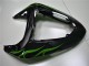 2006-2007 Kawasaki ZX10R Motorcycle Fairings - Glossy Black Green Flame