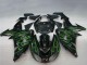 2006-2007 Kawasaki ZX10R Motorcycle Fairings - Glossy Black Green Flame