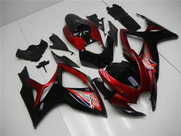 2006-2007 Suzuki GSXR 600/750 Motorcycle Fairing - Red Glossy Black