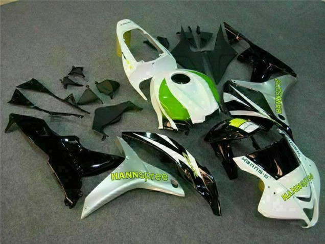 2007-2008 Honda CBR600RR Motorcycle Fairing - White Green Glossy Black Hannspree