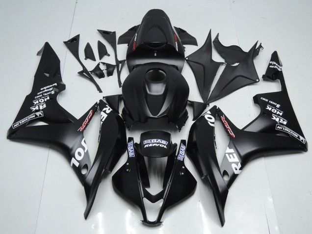 2007-2008 Honda CBR600RR Motorcycle Fairing Kits - Matte Black White Repsol