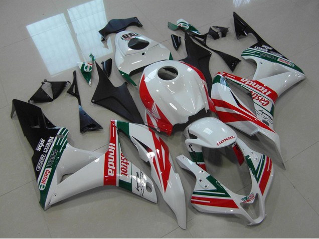 2007-2008 Honda CBR600RR Motorcycle Fairings - White Red Green Glossy Black Castrol 38