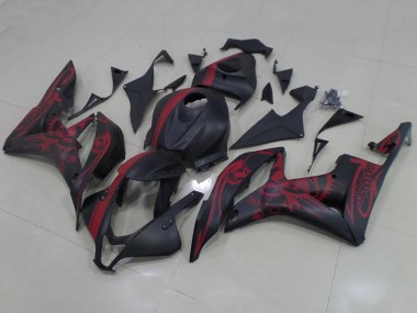 Wholesale 2007-2008 Honda CBR600RR Motorcycle Fairings - Matte Black Red Skull with Stripe