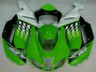 Wholesale 2007-2008 Kawasaki ZX6R Motorcycle Fairings - Green White Ninja