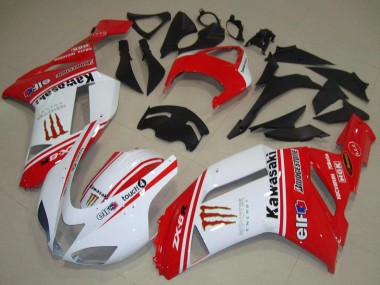 Wholesale 2007-2008 Kawasaki ZX6R Motorcycle Fairings - Red and White