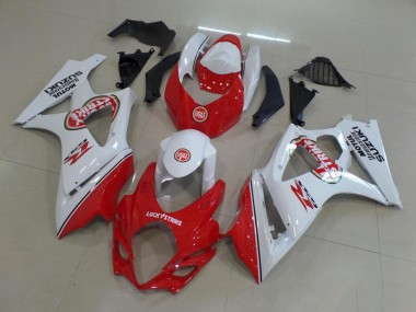 Wholesale 2007-2008 Suzuki GSXR 1000 Motorcycle Fairing - White Red Lucky Strike