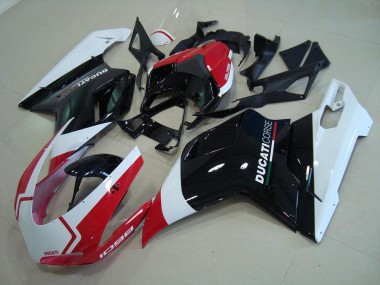 Wholesale 2007-2014 Ducati 1098 Motorcycle Fairings - White Red Glossy Black Corse