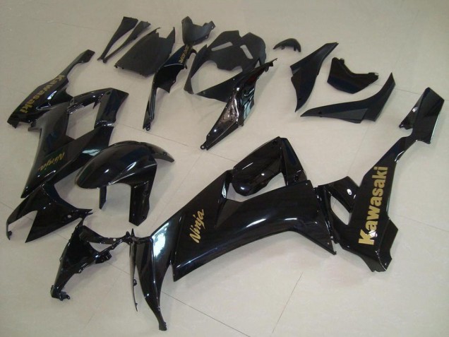 2008-2010 Kawasaki ZX10R Motorcycle Fairings - Glossy Black Gold Decal
