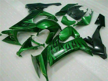 Wholesale 2008-2010 Kawasaki ZX10R Motorcycle Fairings - Glossy Black Green Flame
