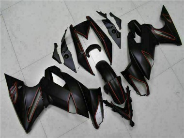 Wholesale 2009-2011 Kawasaki EX650 Motorcycle Fairings - Matte Black Red Stripe