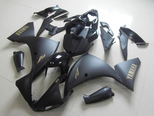 2009-2011 Yamaha YZF R1 Motorcycle Fairings - Glossy Black Matte Black Gold Decals