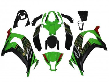 Wholesale 2011-2015 Kawasaki ZX10R Motorcycle Fairings - Green Glossy Black Red Honeycomb