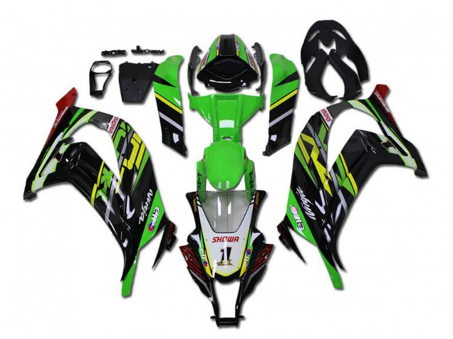 2011-2015 Kawasaki ZX10R Motorcycle Fairings - Green Yellow Glossy Black Red Showr 1