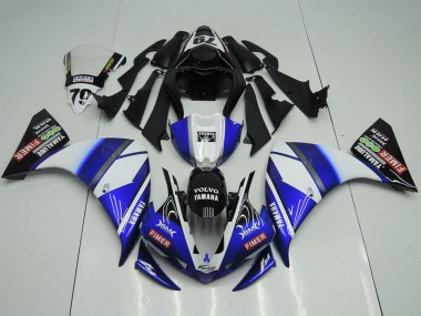 Wholesale 2012-2014 Yamaha YZF R1 Motorcycle Fairings - White Blue Glossy Black Volvo Fimer Yamalube