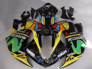 Wholesale 2012-2014 Yamaha YZF R1 Motorcycle Fairings - Glossy Black Yellow Green White Blue MoviStar Monster