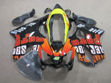 Wholesale 2004-2007 Honda CBR600 F4i Motorcycle Fairings - Yellow Orange Glossy Black Rossi 46